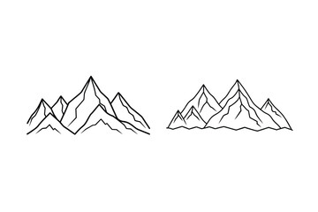 Jagged Peaks Mountain Range Outline mountains black and white