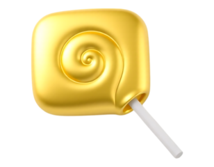 Golden Lollipop 3D Render