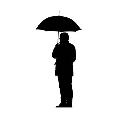 Silhouette of a Person with Umbrella Stock Vector Illustration