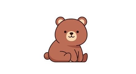 Fototapeta premium Adorable Cartoon Bear Character Sitting Happily in a Playful and Cute Manner