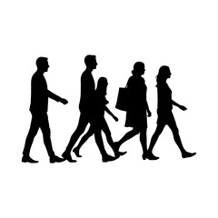 Obraz premium Silhouette of People Walking Stock Illustration