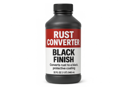Black finish rust converter bottle isolated on transparent background
