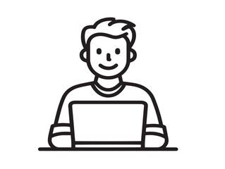 Productive working man laptop user vector illustration