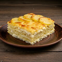French-style creamy baked potato gratin topped with thinly sliced layered potatoes &ndash; Gratin Dauphinois