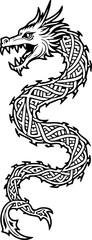 Obraz premium Tribal Celtic Dragon Tattoo Design – Mythical Serpent Ink Art