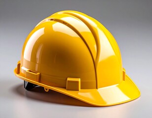 Yellow safety helmet on gray background