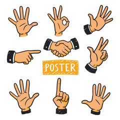 Fototapeta premium Diverse Hand Gestures Vector Illustration for Visual Communication