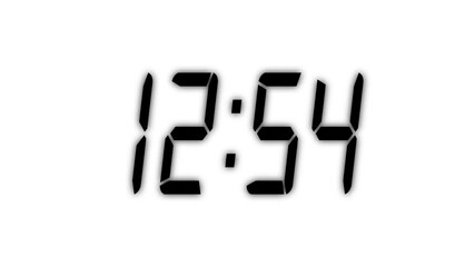 Countdown timer from 13 minute to 12 minute on white background. Technology stopwatch Digital Countdown. time management