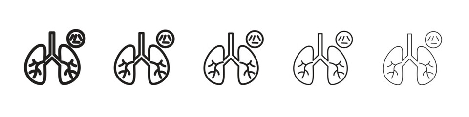 Tuberculosis TB icon in thin to bold stroke versions on white background