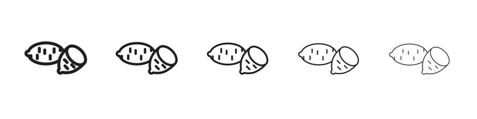 Sweet potato icon in thin to bold stroke versions on white background