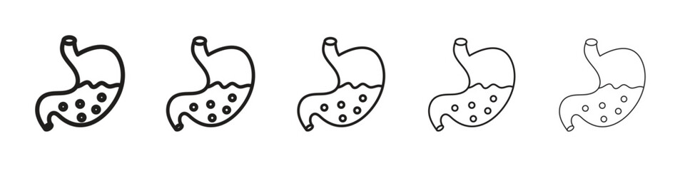 Obraz premium Stomach with Liquids icon in thin to bold stroke versions on white background