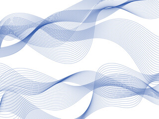 Blue Wavy Lines Isolated on White Abstract Background Design