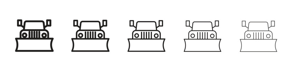 Snowplow icon in thin to bold stroke versions on white background