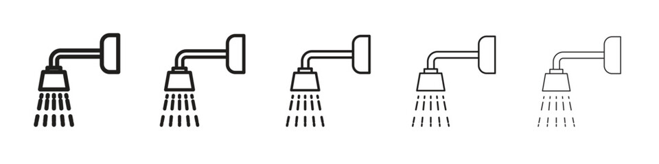 Shower Head icon in thin to bold stroke versions on white background