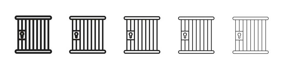 Prison icon in thin to bold stroke versions on white background