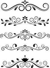 Black ornamental flourishes and floral dividers scroll decorative