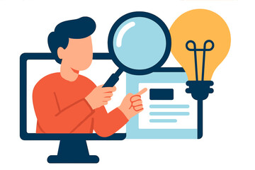 Vector illustration representing data analytics and marketing seo optimization through abstract infographics, tabs, and graphs