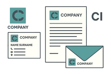 Obraz premium The company's visual identity includes Corporate Design, appearance, logo, business papers, and CI