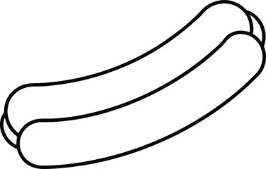 Sausage in Bun Minimal Line Art on White Background