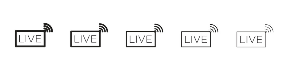 Livestream icon in thin to bold stroke versions on white background