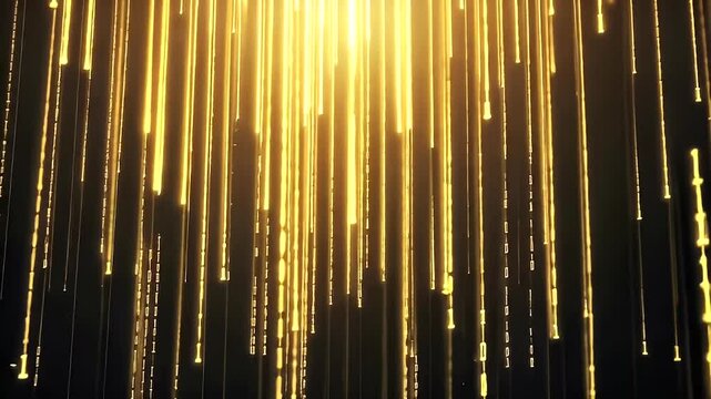 Golden digital rain effect