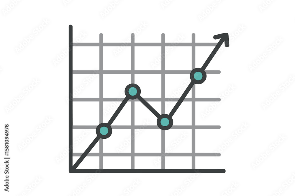 Poster vector illustration of a financial data graph chart set against an abstract background representing 
