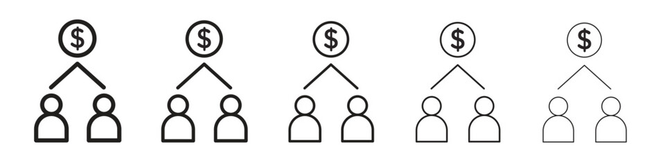 Joint account icon in thin to bold stroke versions on white background.