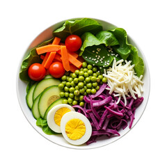 Nutritious Salad Bowl with Greens, Eggs, Avocado, and Fresh Veggies – Clean Eating Concept

