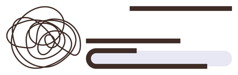 Tangled scribble beside organized straight lines symbolizing chaos and resolution through structured thinking. Ideal for problem-solving, organization, change, development, clarity, growth, simple