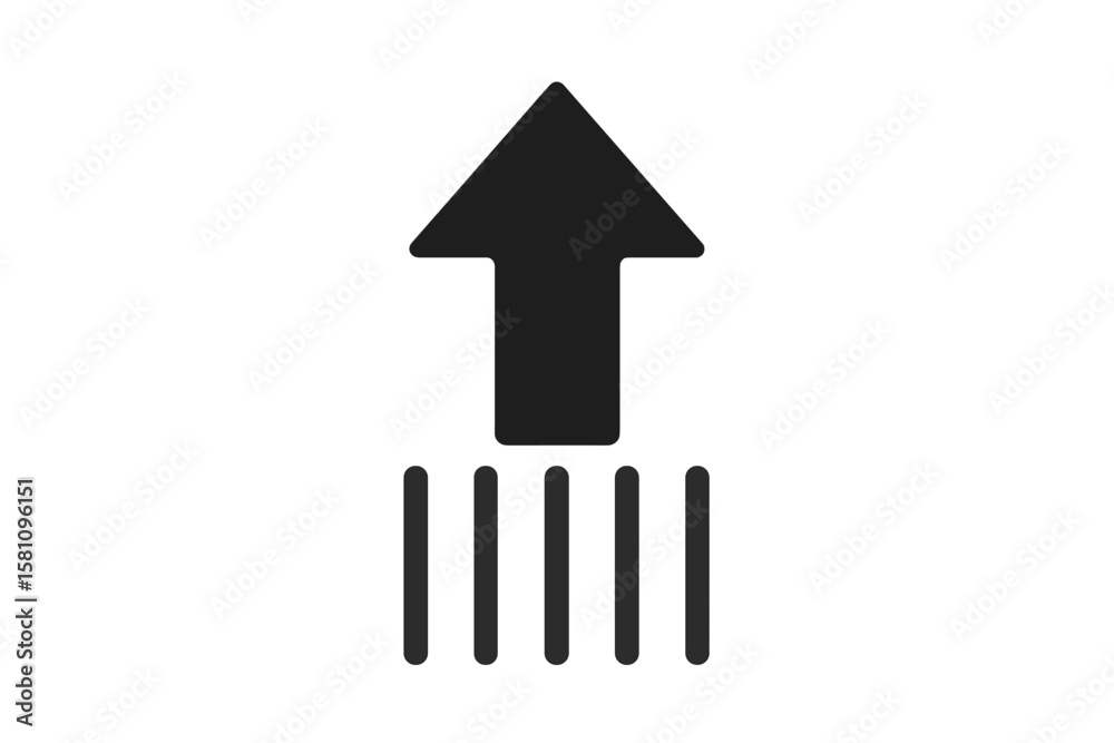 Poster vector illustration of a line art business chart icon featuring a growing graph in continuous line d