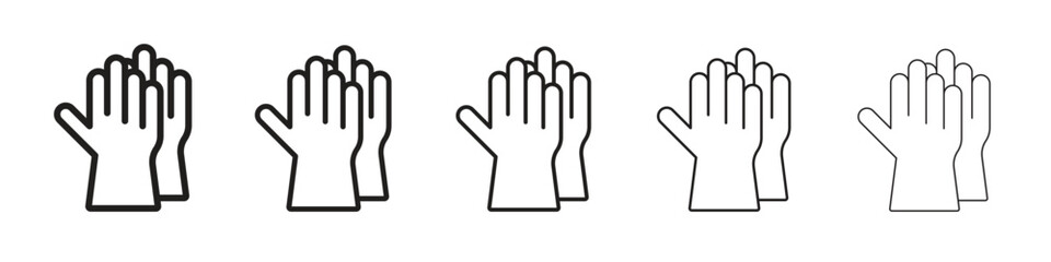 Gloves icon in thin to bold stroke versions on white background