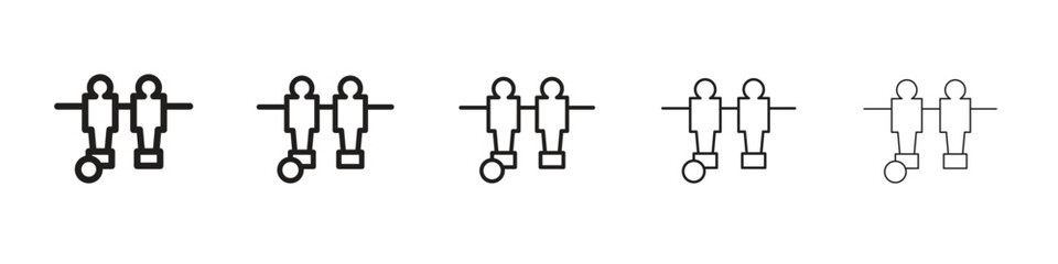 Foosball icon in thin to bold stroke versions on white background