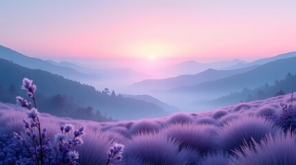 Fototapeta premium Breathtaking mountain landscapes capture the serene beauty of both sunrise and sunset, with mist-kissed valleys and snow-dusted peaks reaching into a dramatic sky of clouds