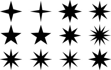 Black star shapes and starbursts vector set graphic