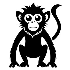 A funny cartoon collection of black and white cat and dog animal silhouettes