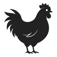A cartoon rooster, hen, and chick silhouette on white background illustration