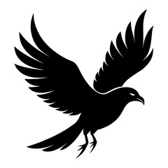 Flying dove of peace vector silhouette with outstretched wings, a symbol of freedom in nature
