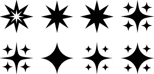 Black starburst and sparkle shapes collection vector