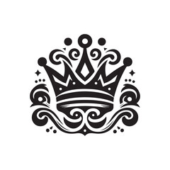 black and white crown vector logo