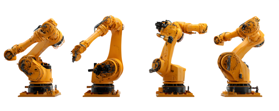 Photo-Realistic Clean High-Quality Four robotic painting arms ar versatile design element, digital artwork, ideal for marketing materials and print projects, premium resource
