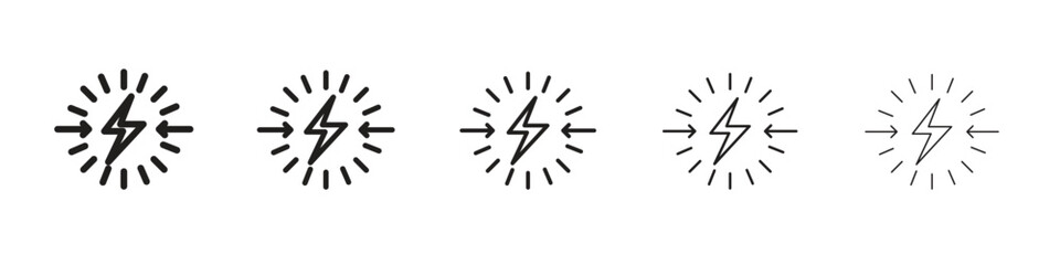 Conflict icon in thin to bold stroke versions on white background