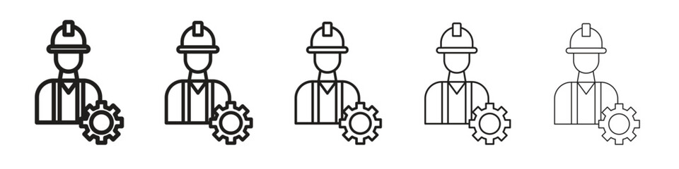 Civil Engineer icon in thin to bold stroke versions on white background