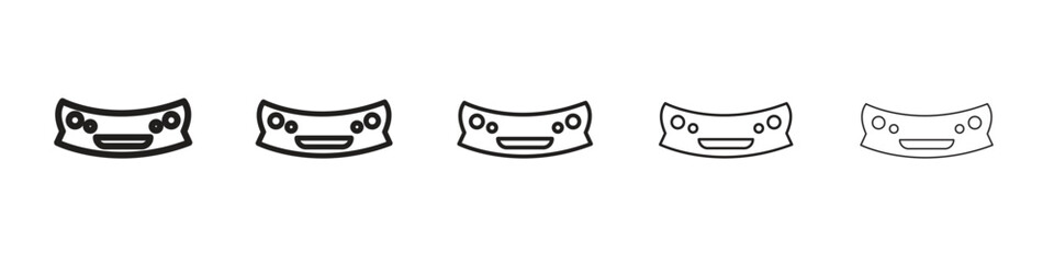 Car bumper icon in thin to bold stroke versions on white background