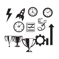 Fototapeta premium A sleek vector illustration of a set of black wall clocks, symbolizing time is money with every hour and minute counting down to a business deadline