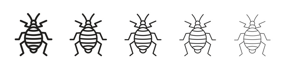 Bedbug icon in thin to bold stroke versions on white background