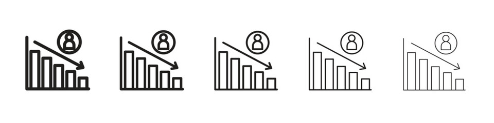 Attrition icon in thin to bold stroke versions on white background
