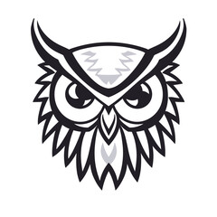 Fototapeta premium Minimalistic image of owl symbol of wisdom in vector art style