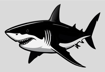 Fototapeta premium Fish and shark silhouette icon vector set in modern flat style, ideal for marine life graphics, aquarium branding, ocean-themed infographics, wildlife illustrations, and educational content