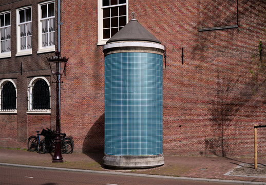 Mockup Of Round Vertical Customizable Poster By Building