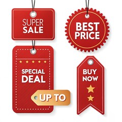 Red Sale and Discount Tags Collection